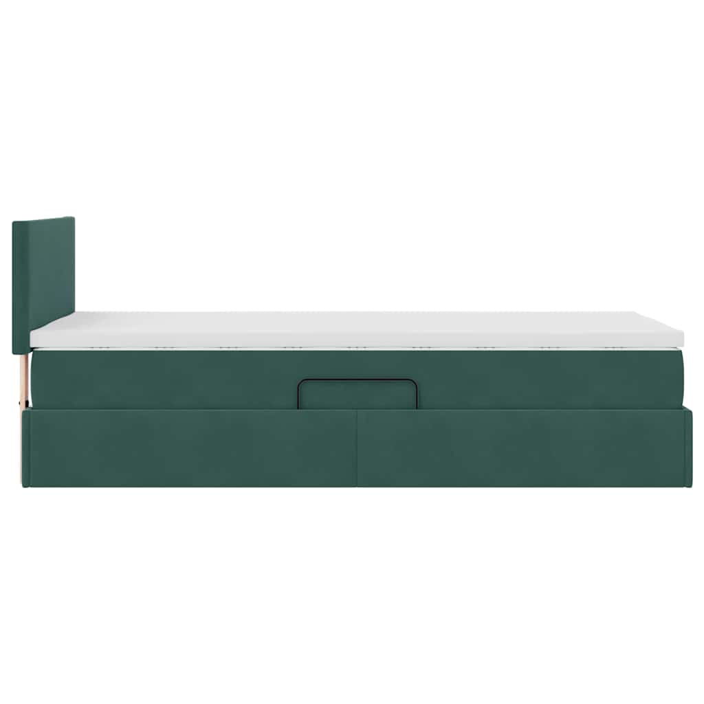 Krevet s od storage s madracem Tamnozelena 90 x 190 cm Baršun