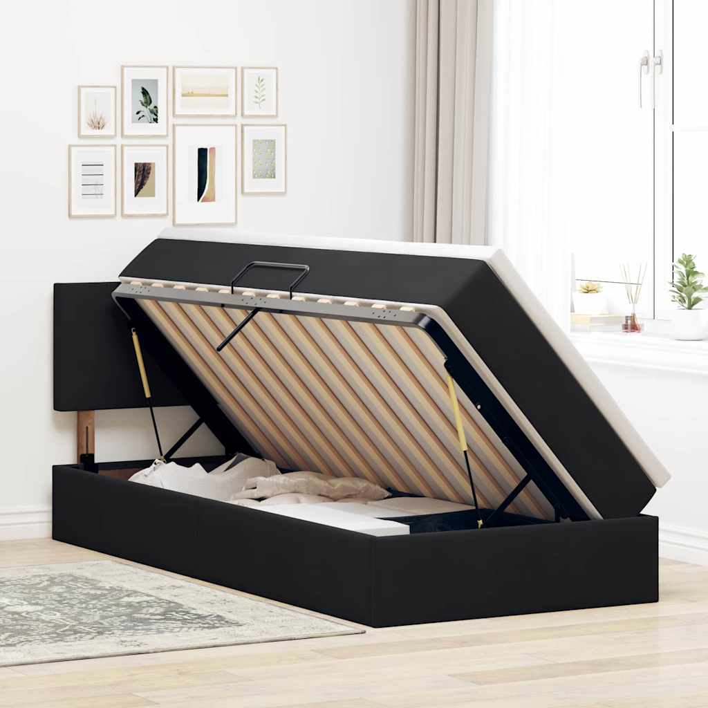 Krevet s od storage s madracem Crna 90 x 200 cm Baršun