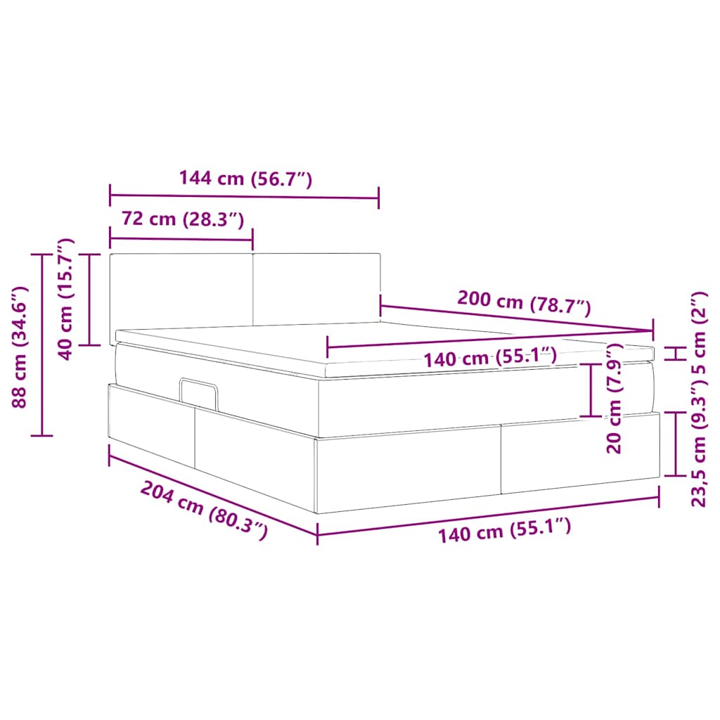 Krevet s od storage s madracem Tamno plava 140 x 200 cm Baršun