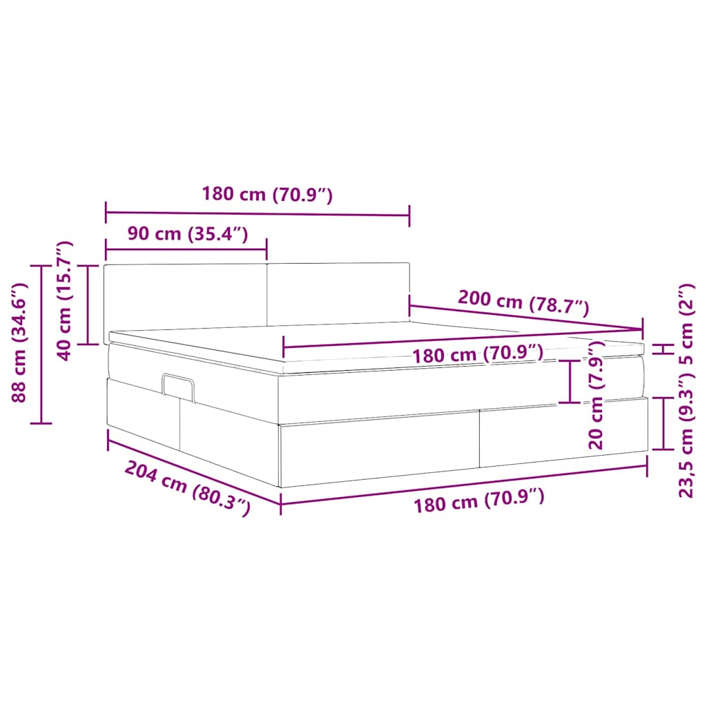 Krevet s od storage s madracem Tamno plava 180 x 200 cm Baršun