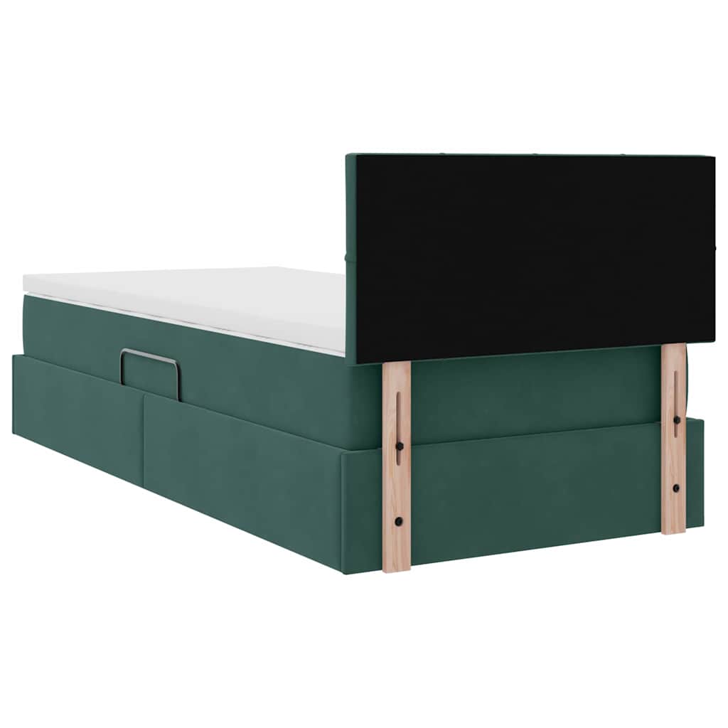 Krevet s od storage s madracem Tamnozelena 90 x 190 cm Baršun