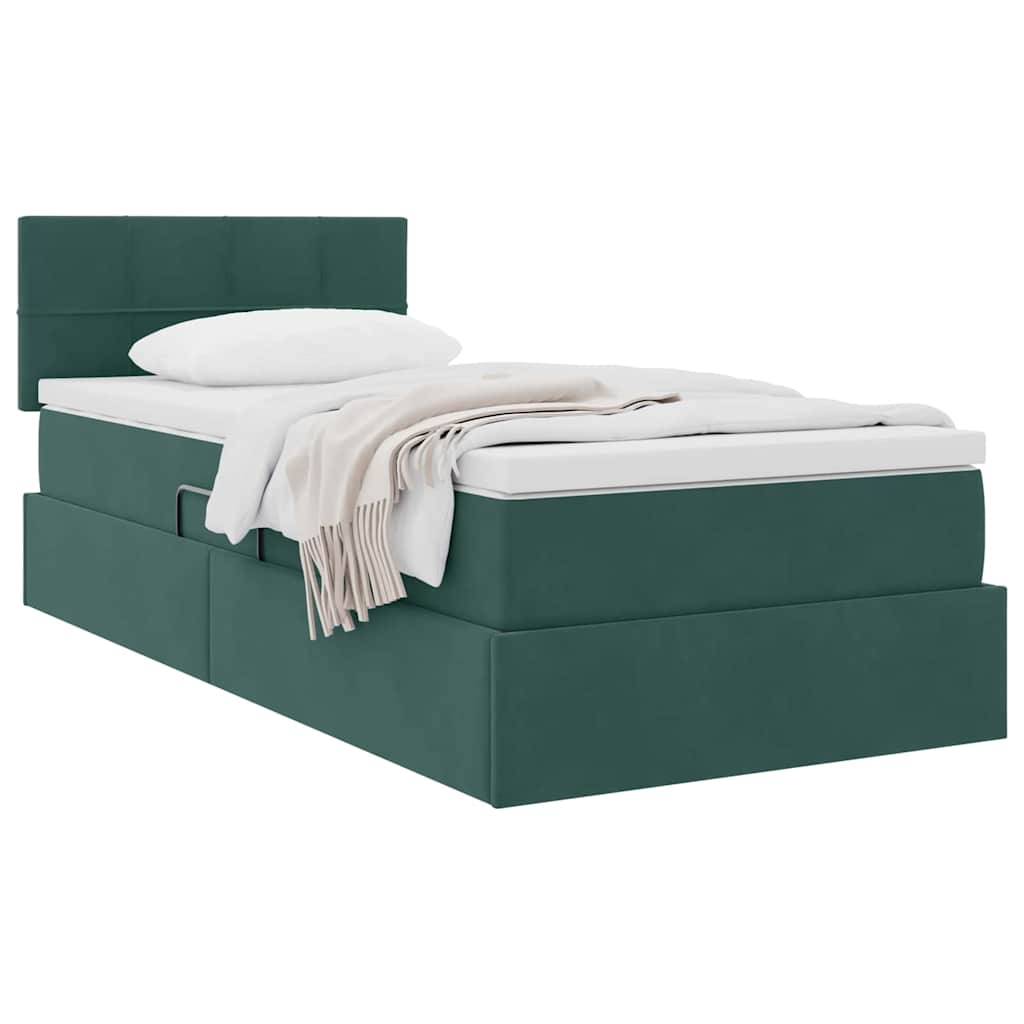 Krevet s od storage s madracem Tamnozelena 90 x 190 cm Baršun