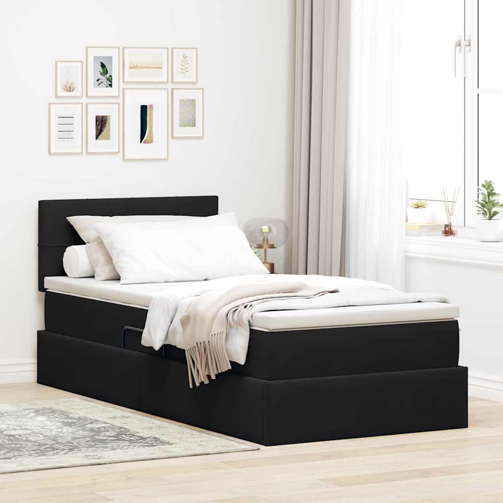Krevet s od storage s madracem Crna 90 x 200 cm Baršun