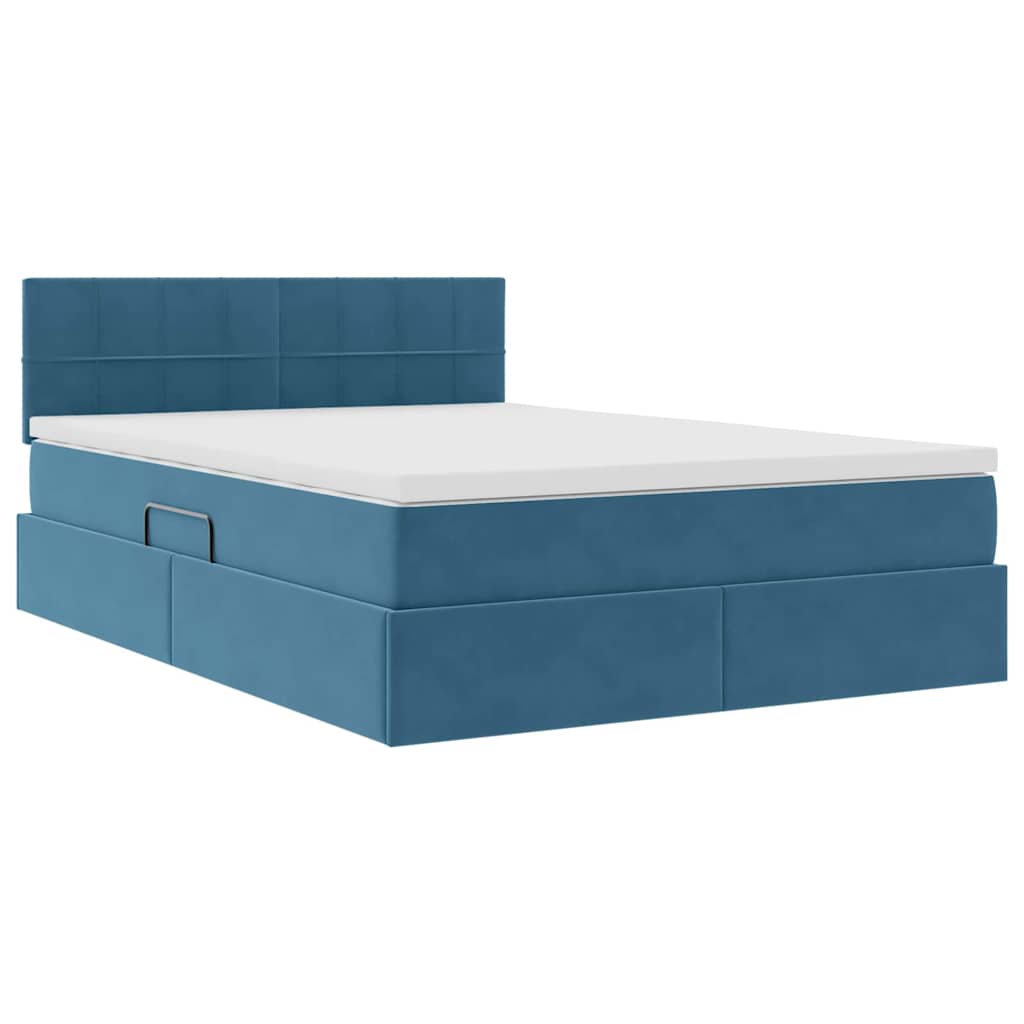Krevet s od storage s madracem Tamno plava 140 x 200 cm Baršun