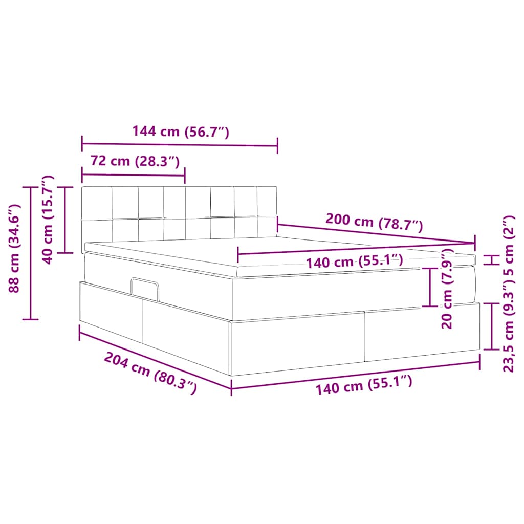 Krevet s od storage s madracem Tamno plava 140 x 200 cm Baršun