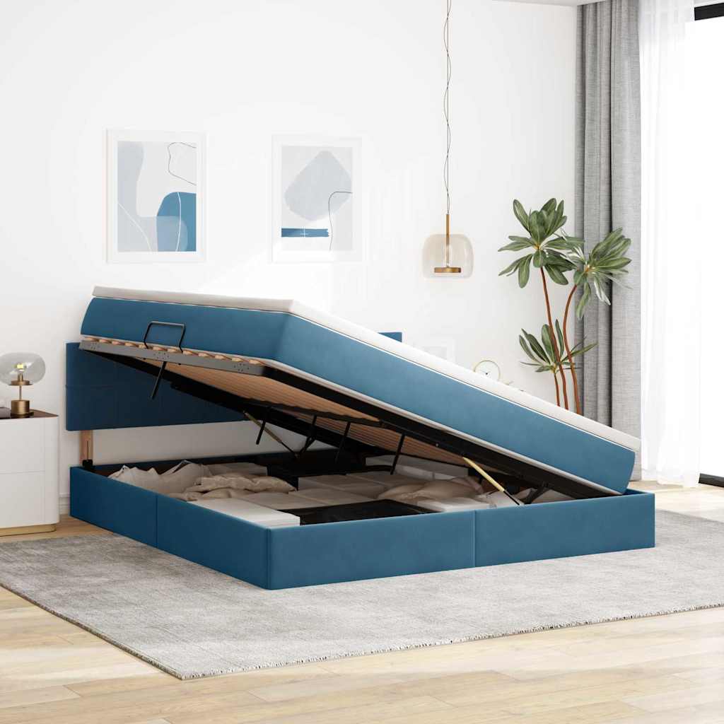 Krevet s od storage s madracem Tamno plava 180 x 200 cm Baršun