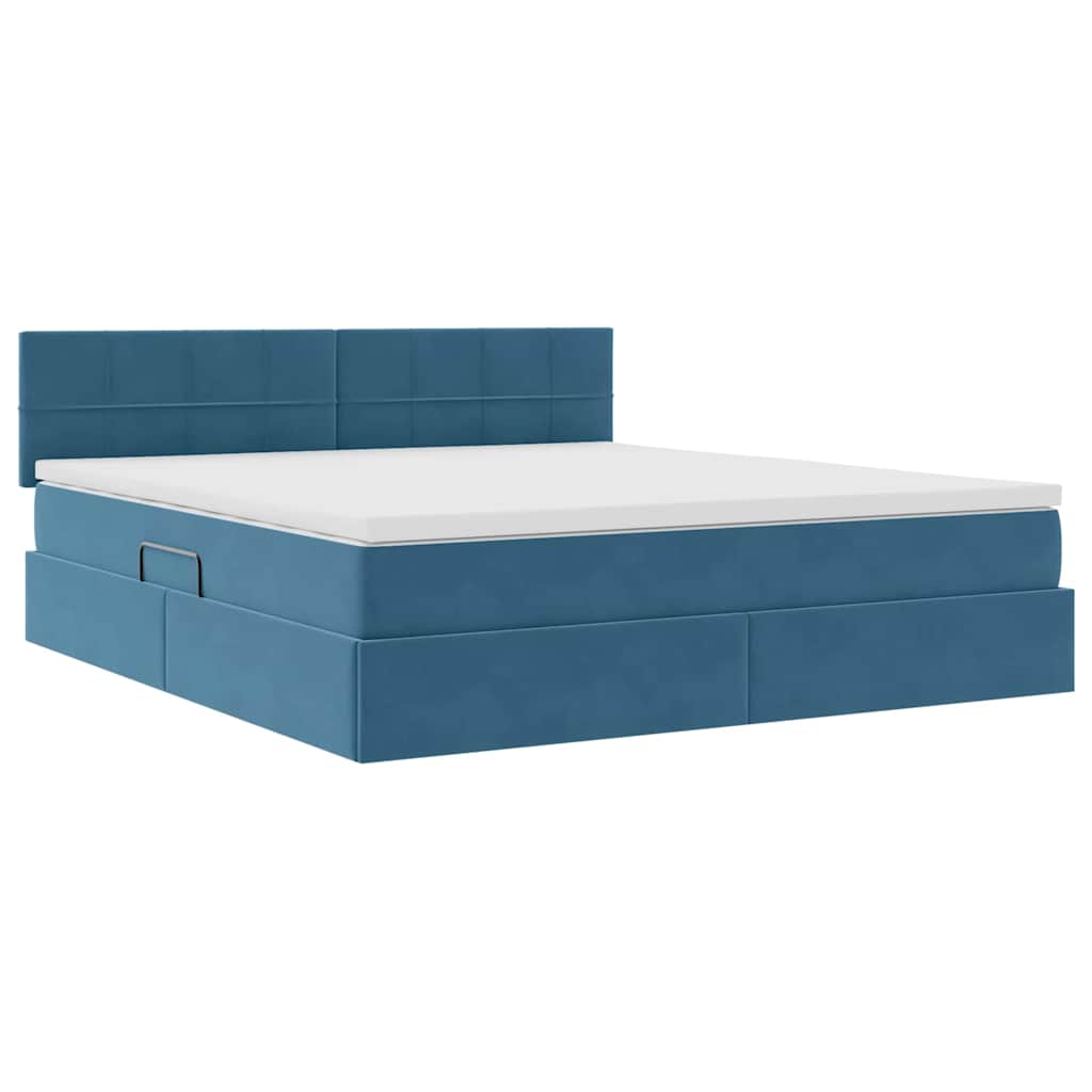 Krevet s od storage s madracem Tamno plava 180 x 200 cm Baršun