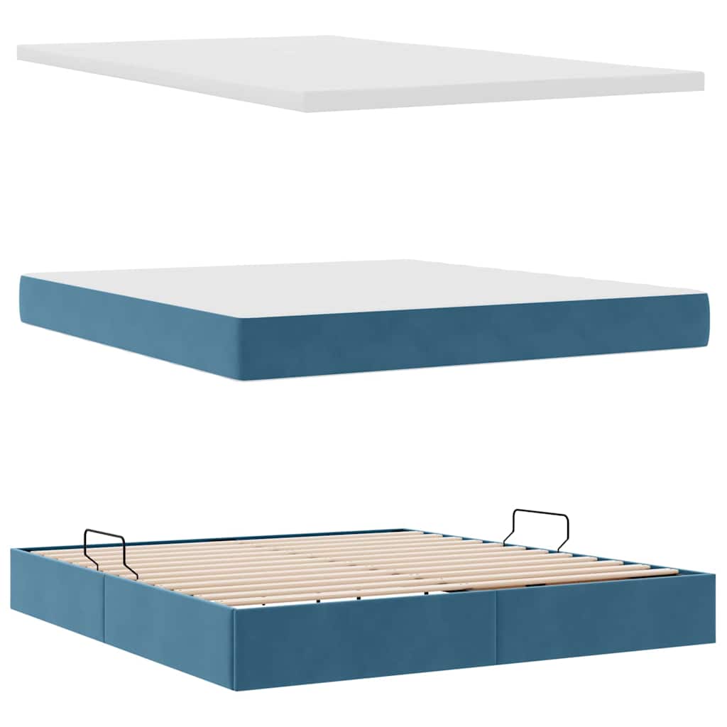Krevet s od storage s madracem Tamno plava 180 x 200 cm Baršun