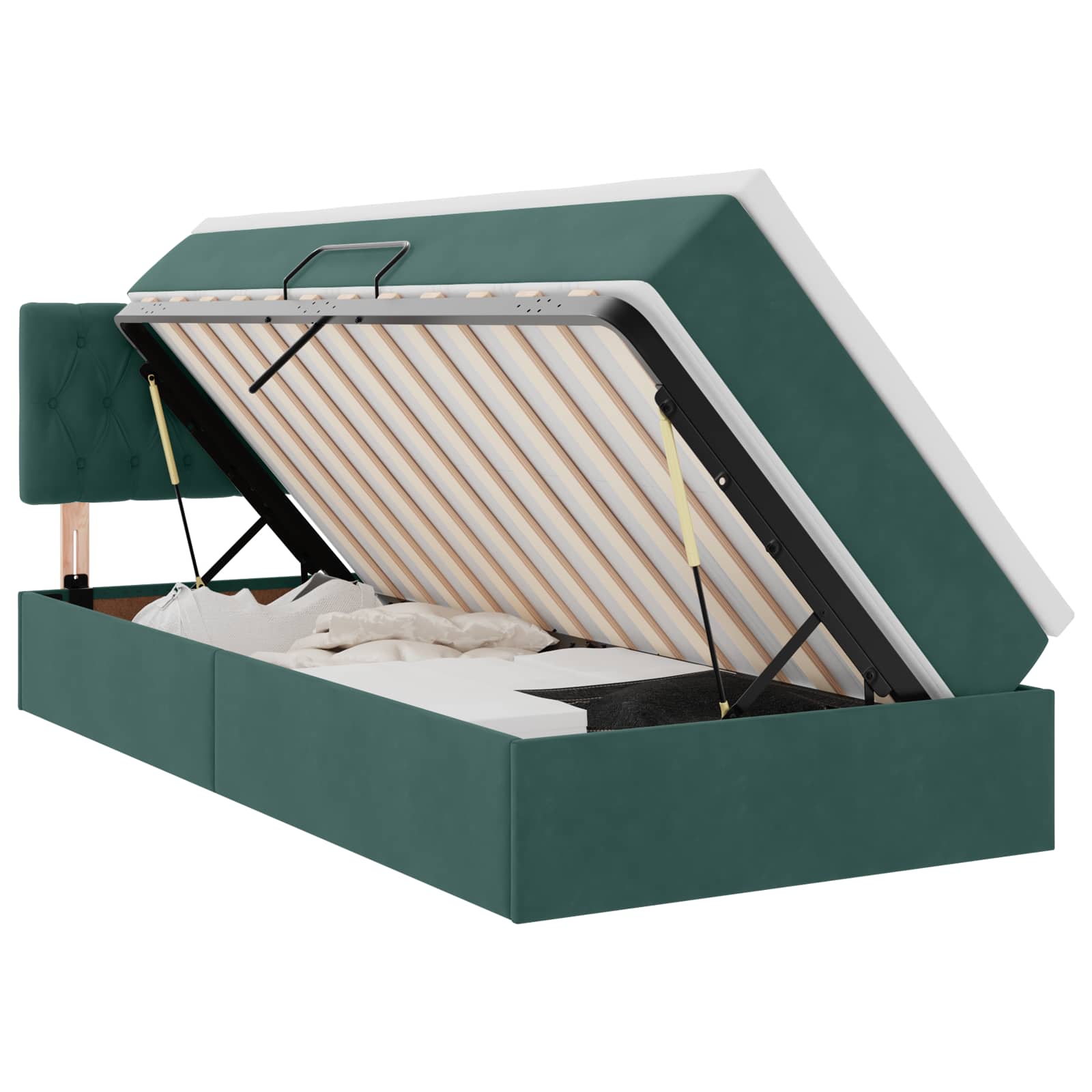 Krevet s od storage s madracem Tamnozelena 90 x 190 cm Baršun