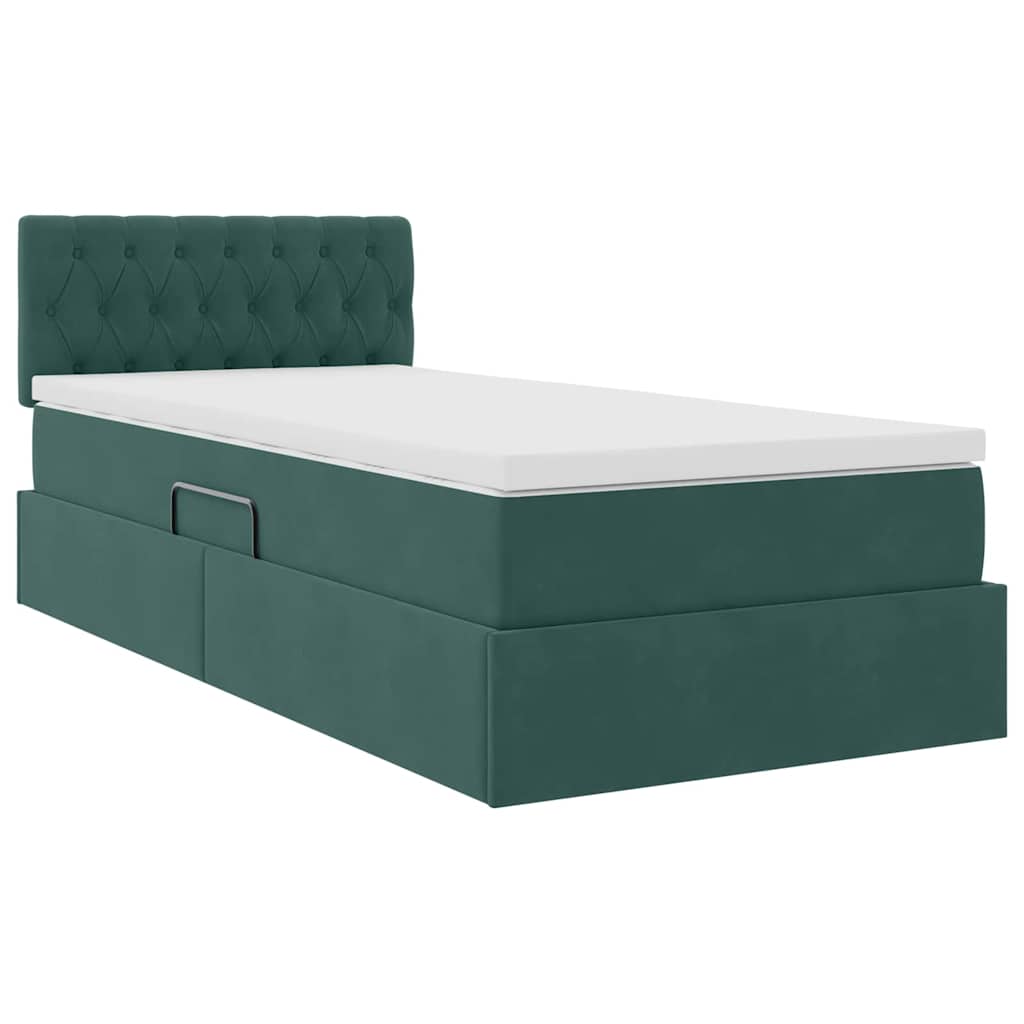 Krevet s od storage s madracem Tamnozelena 90 x 190 cm Baršun