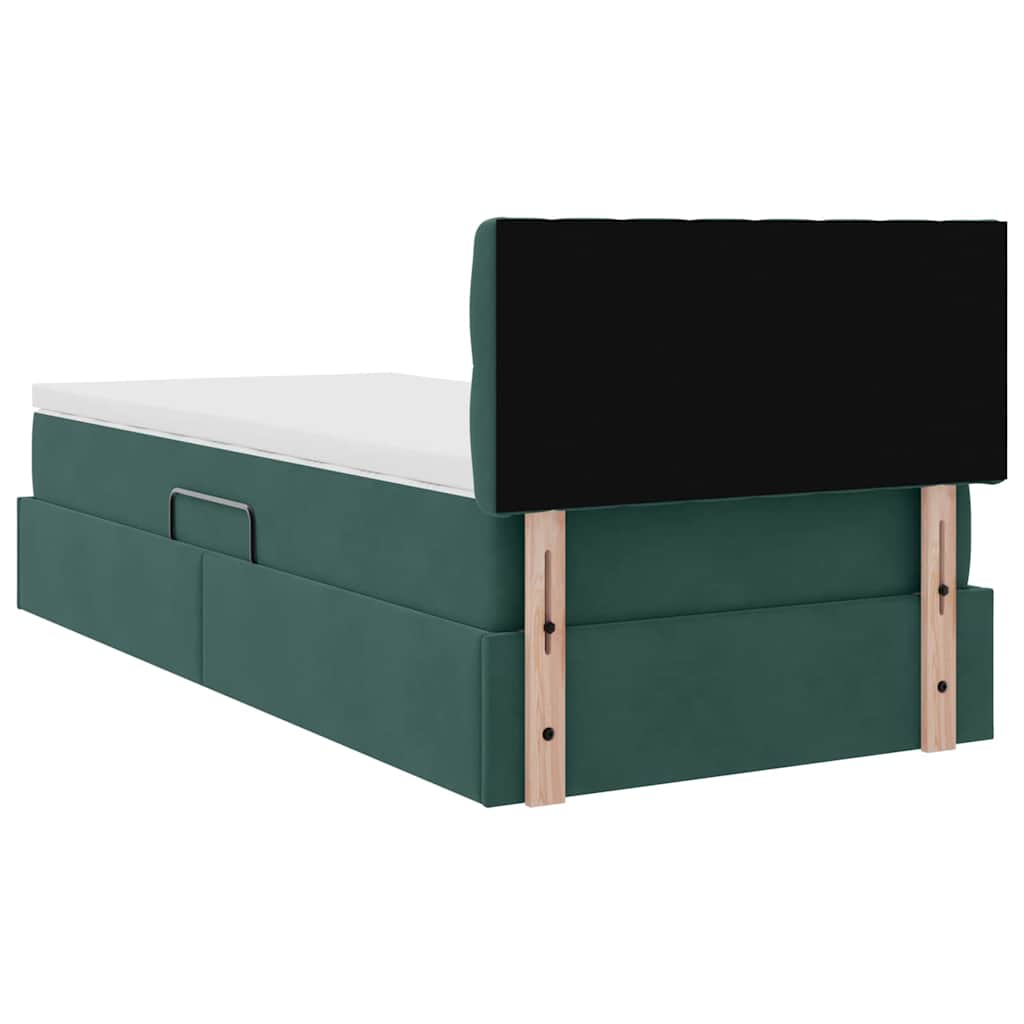 Krevet s od storage s madracem Tamnozelena 90 x 190 cm Baršun