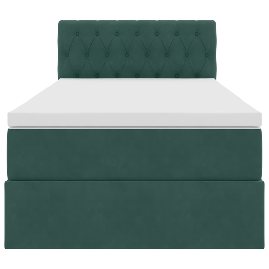 Krevet s od storage s madracem Tamnozelena 90 x 190 cm Baršun