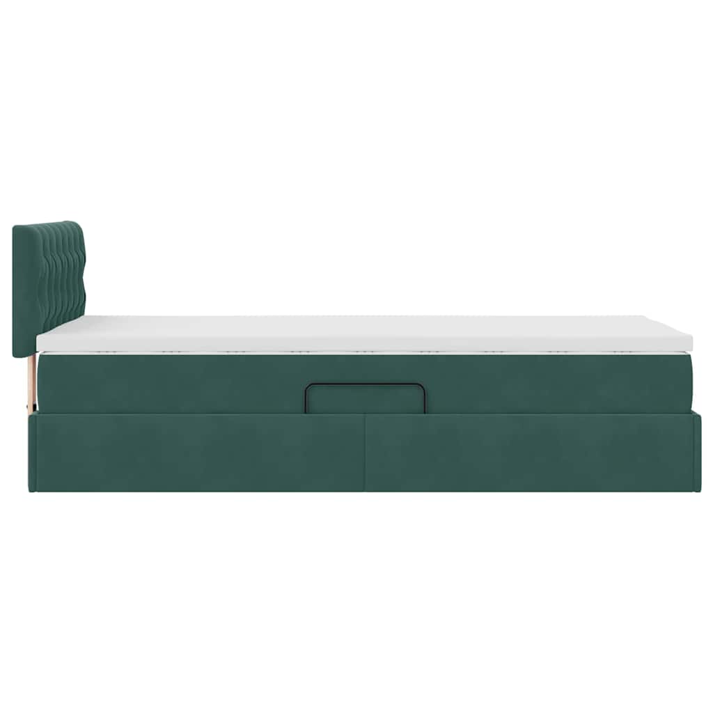 Krevet s od storage s madracem Tamnozelena 90 x 190 cm Baršun