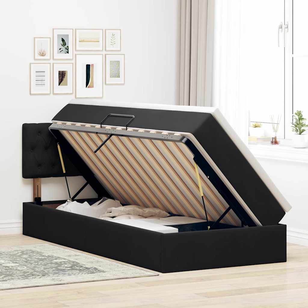 Krevet s od storage s madracem Crna 90 x 200 cm Baršun