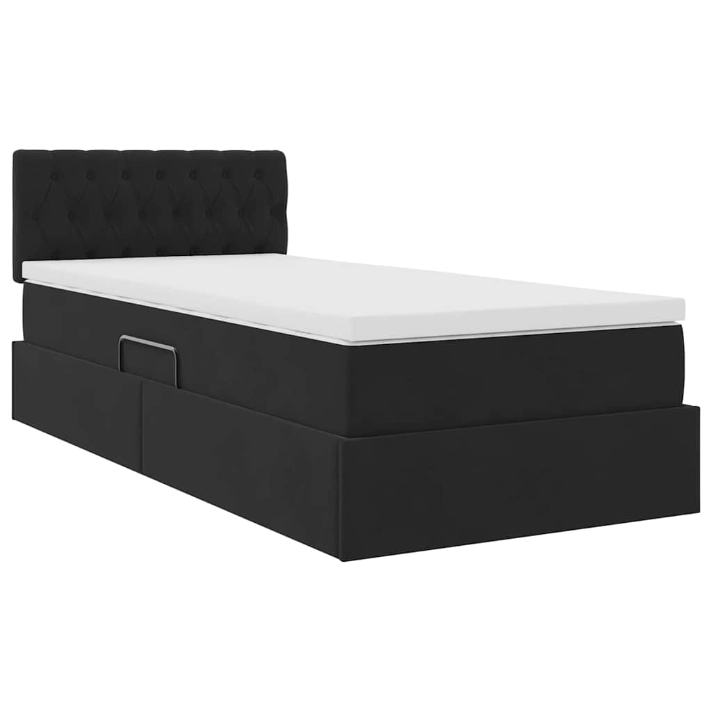 Krevet s od storage s madracem Crna 90 x 200 cm Baršun