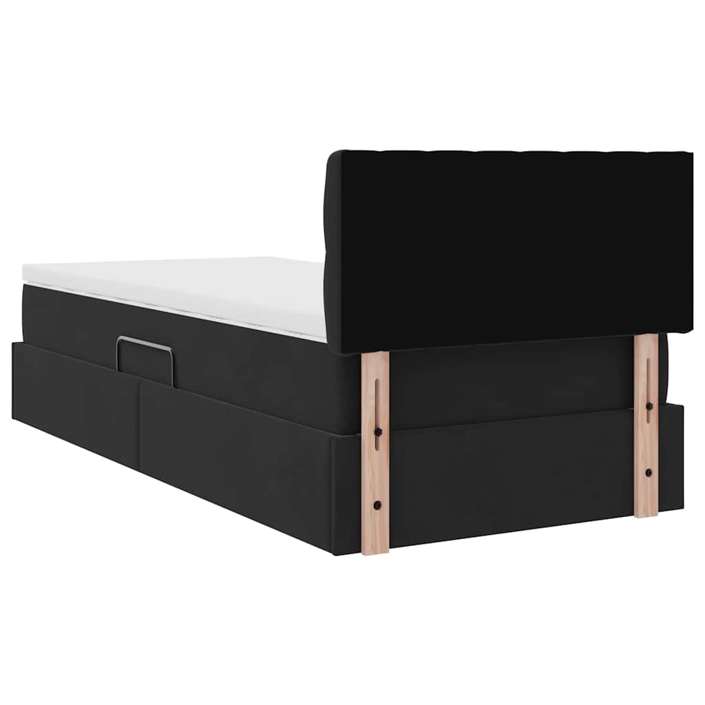 Krevet s od storage s madracem Crna 90 x 200 cm Baršun