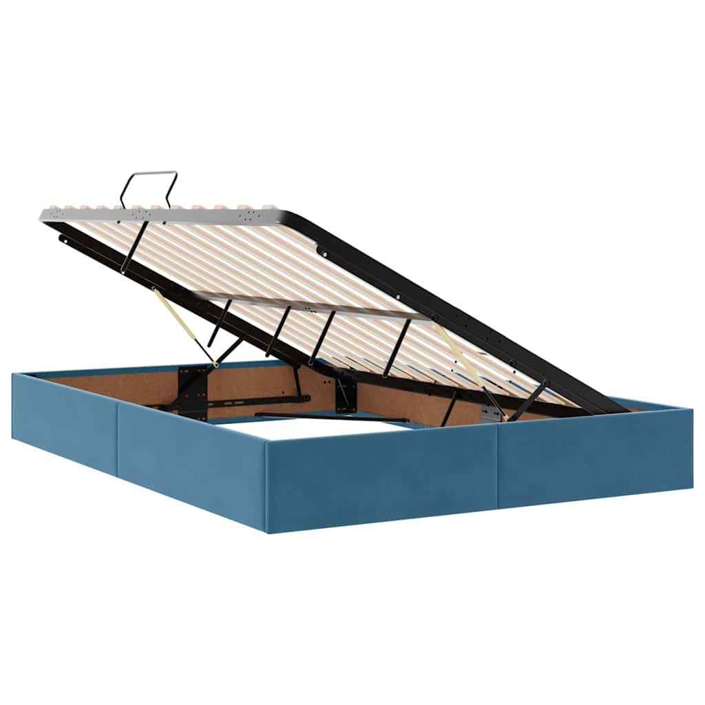 Krevet s od storage s madracem Tamno plava 140 x 200 cm Baršun