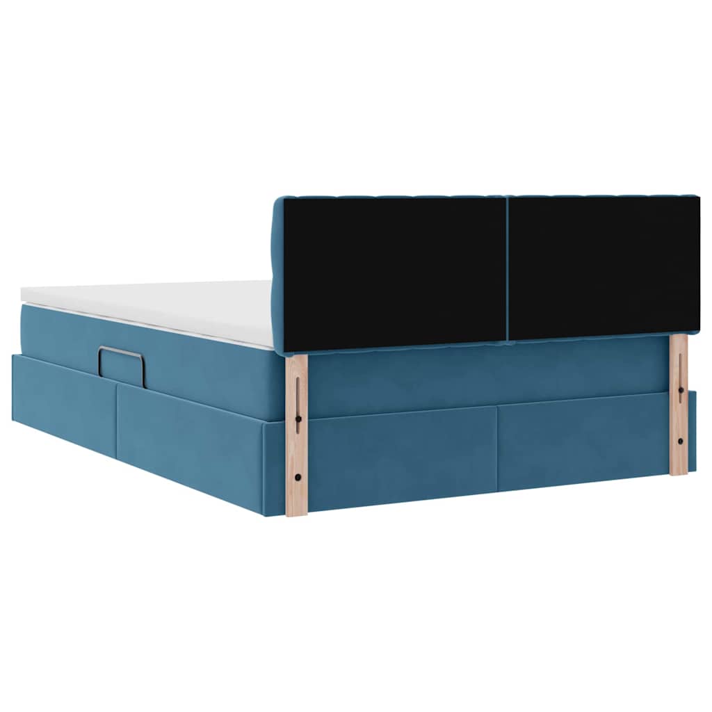 Krevet s od storage s madracem Tamno plava 140 x 200 cm Baršun