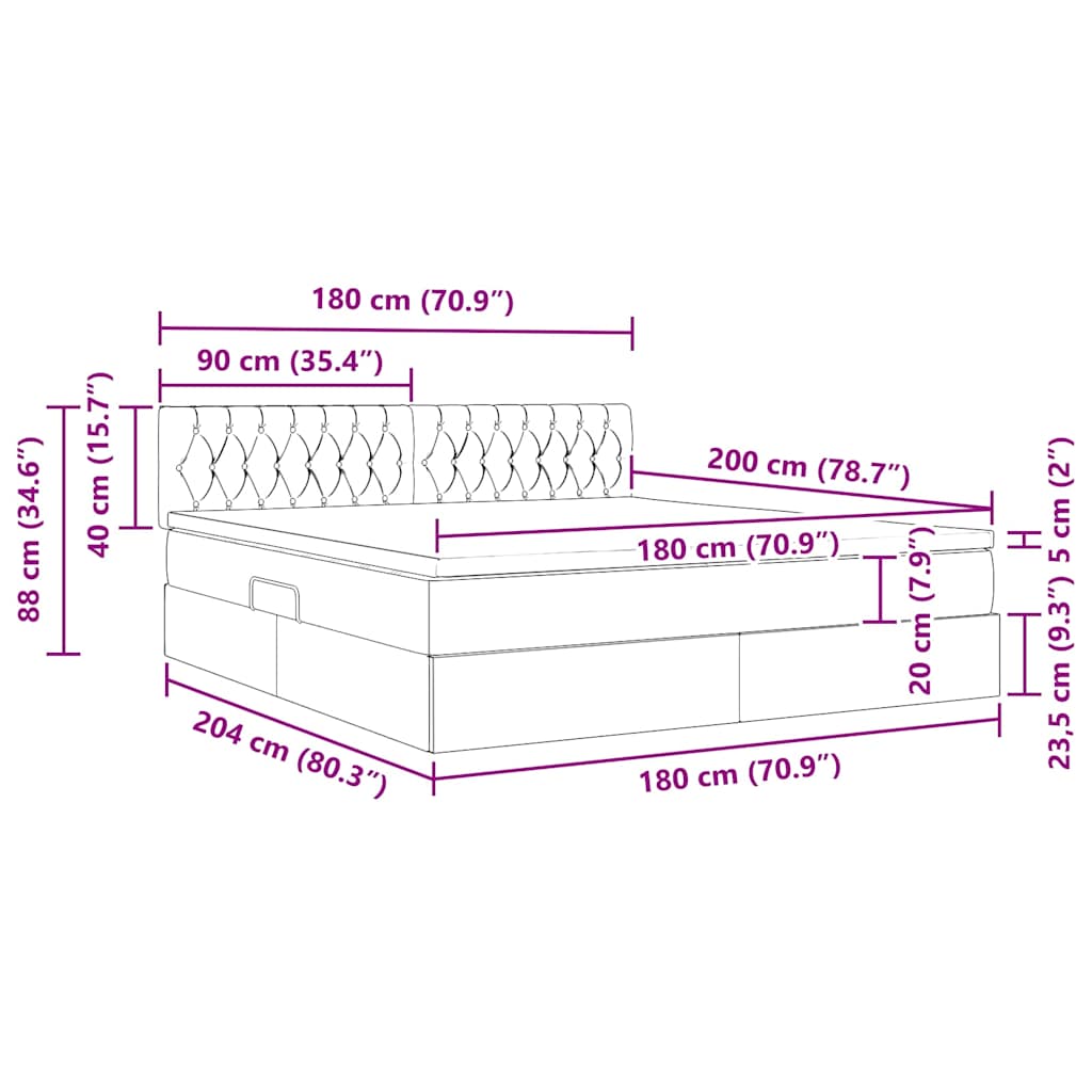 Krevet s od storage s madracem Tamno plava 180 x 200 cm Baršun