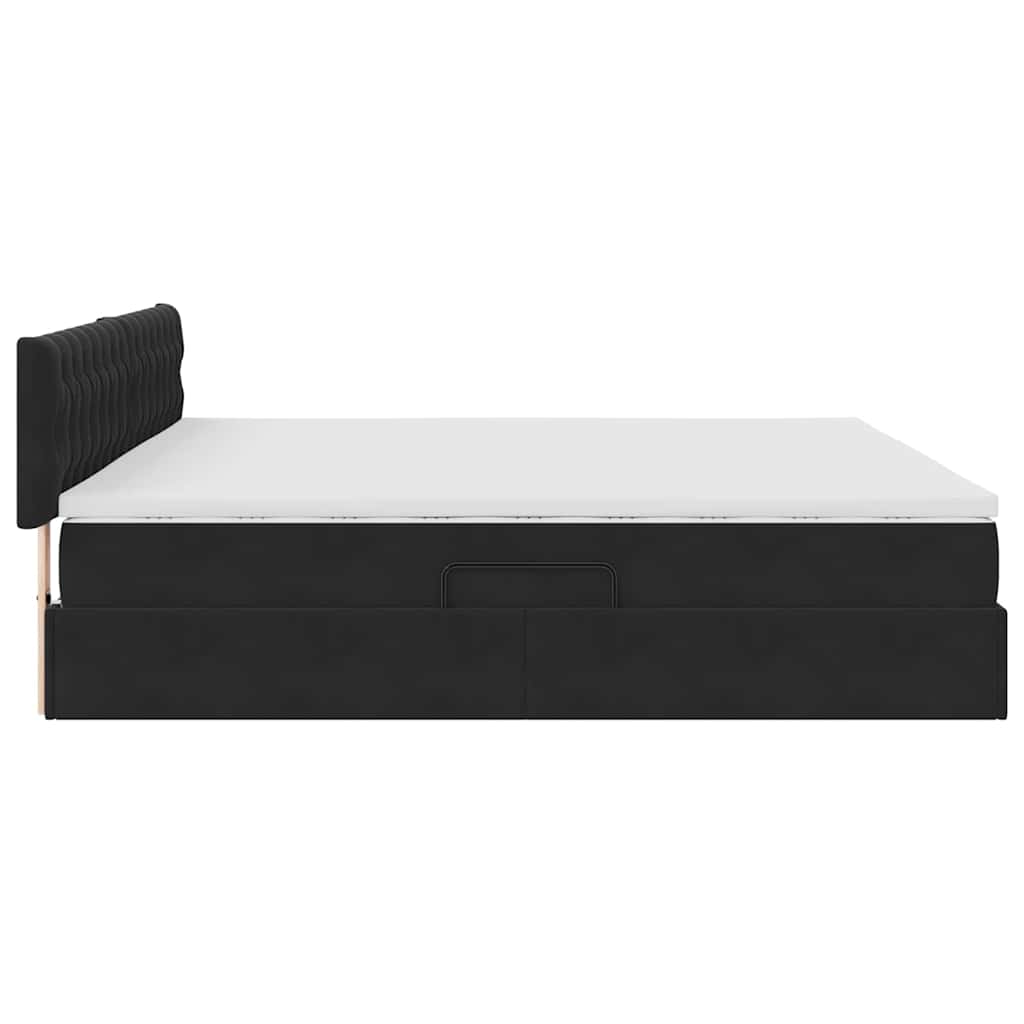Krevet s od storage s madracem Crna 200 x 200 cm Baršun