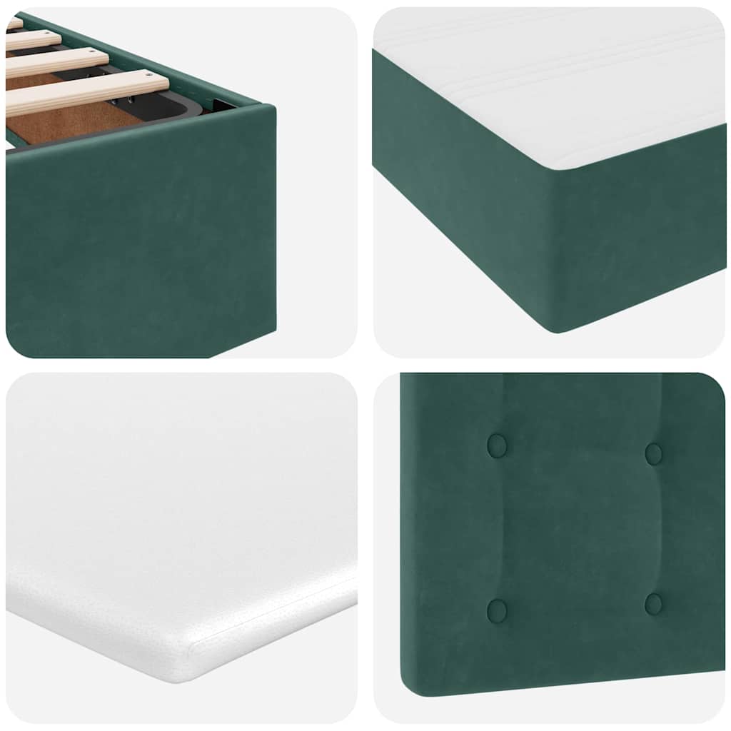 Krevet s od storage s madracem Tamnozelena 90 x 190 cm Baršun