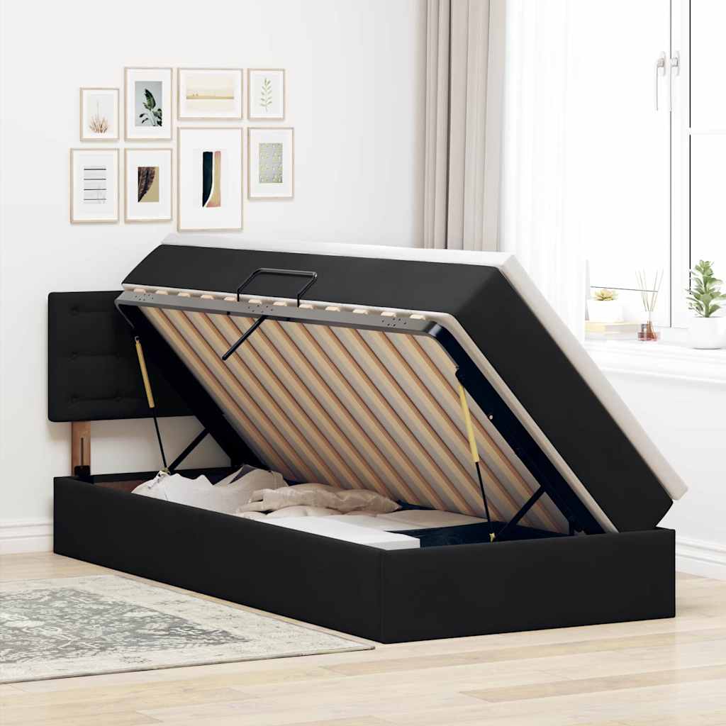 Krevet s od storage s madracem Crna 90 x 200 cm Baršun