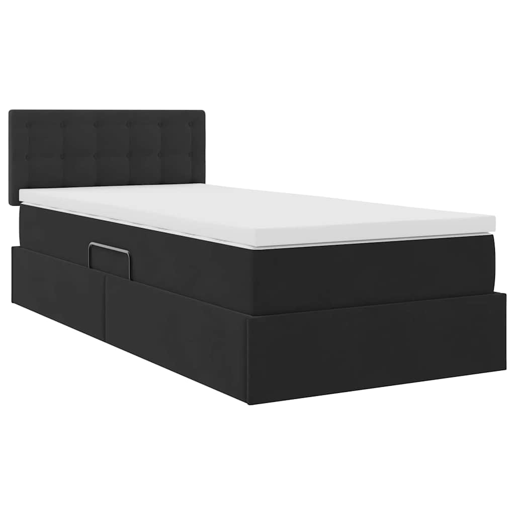 Krevet s od storage s madracem Crna 90 x 200 cm Baršun
