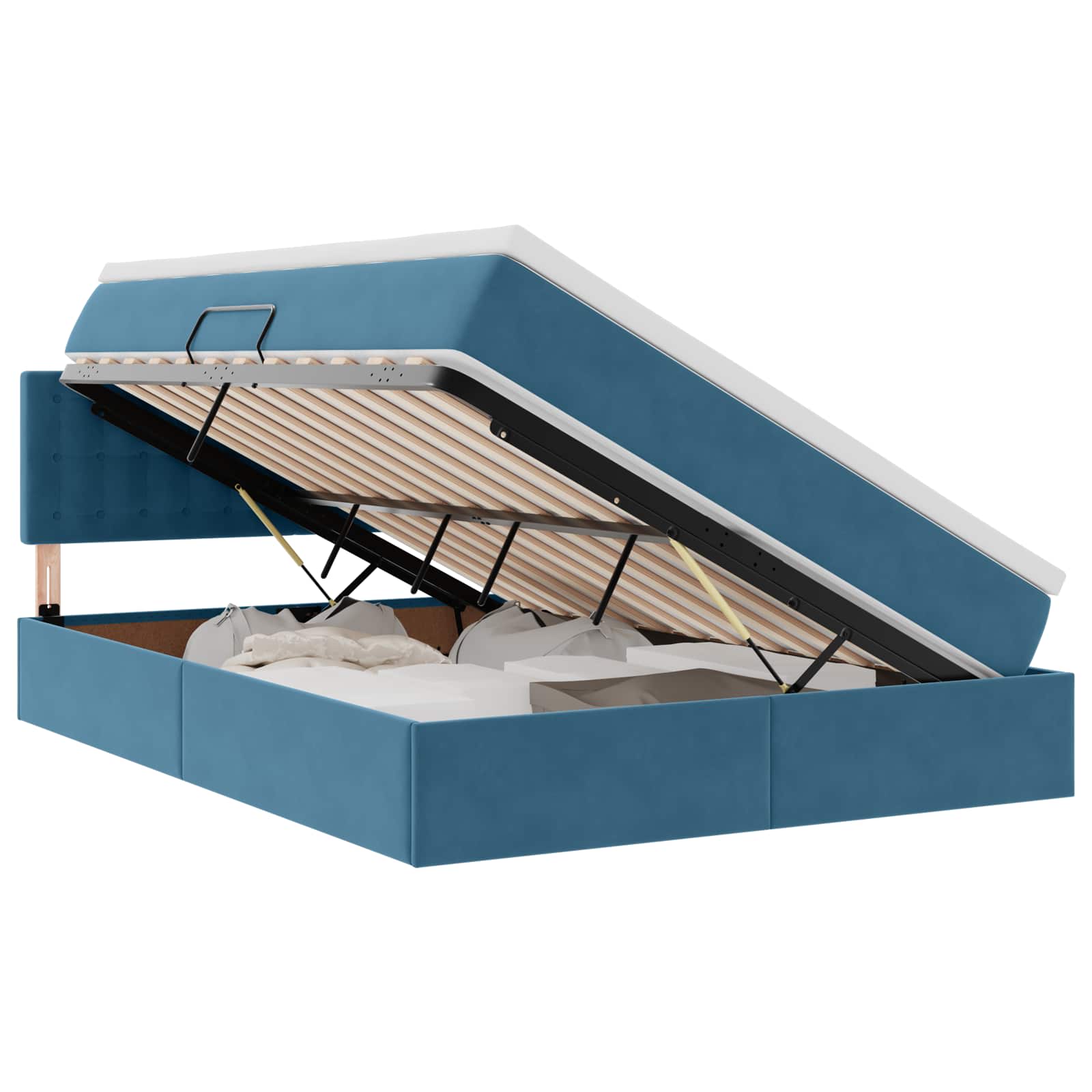 Krevet s od storage s madracem Tamno plava 140 x 200 cm Baršun