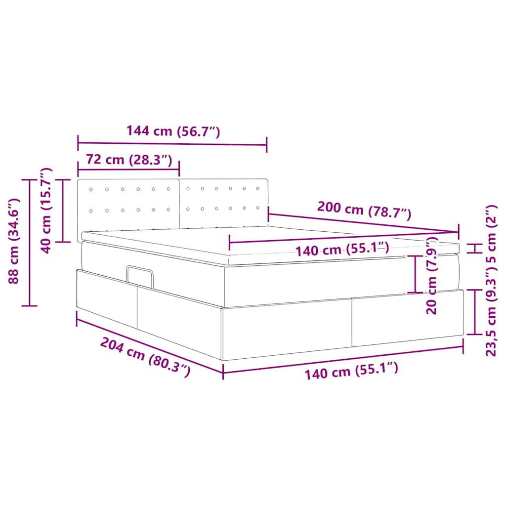 Krevet s od storage s madracem Tamno plava 140 x 200 cm Baršun
