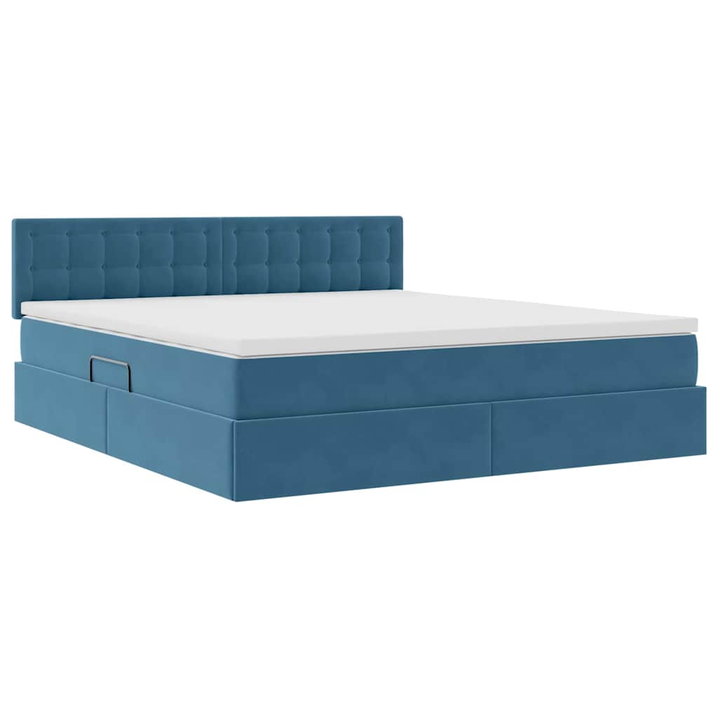 Krevet s od storage s madracem Tamno plava 180 x 200 cm Baršun
