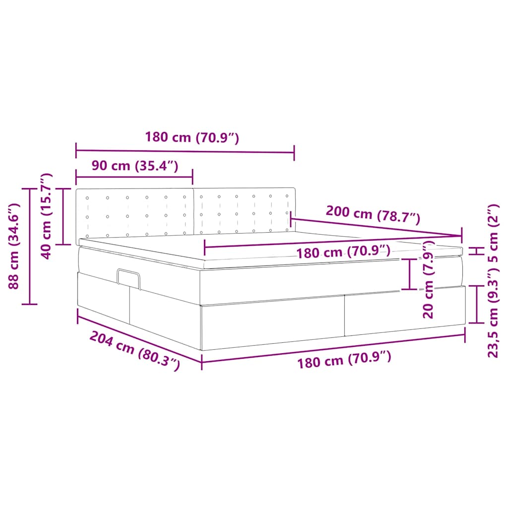 Krevet s od storage s madracem Tamno plava 180 x 200 cm Baršun