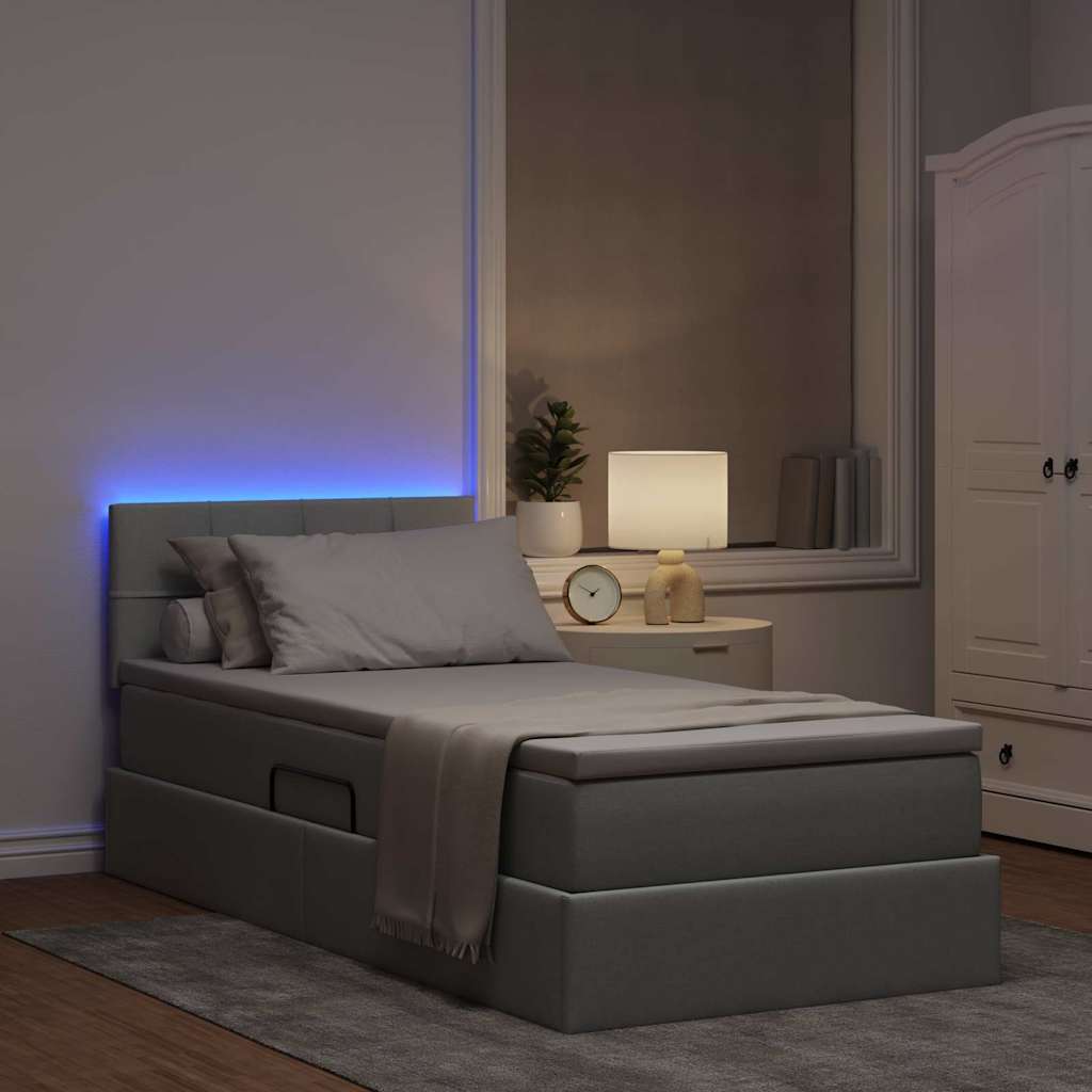 LED krevet za pohranu s madracem Svjetlosiva 100 x 200 cm