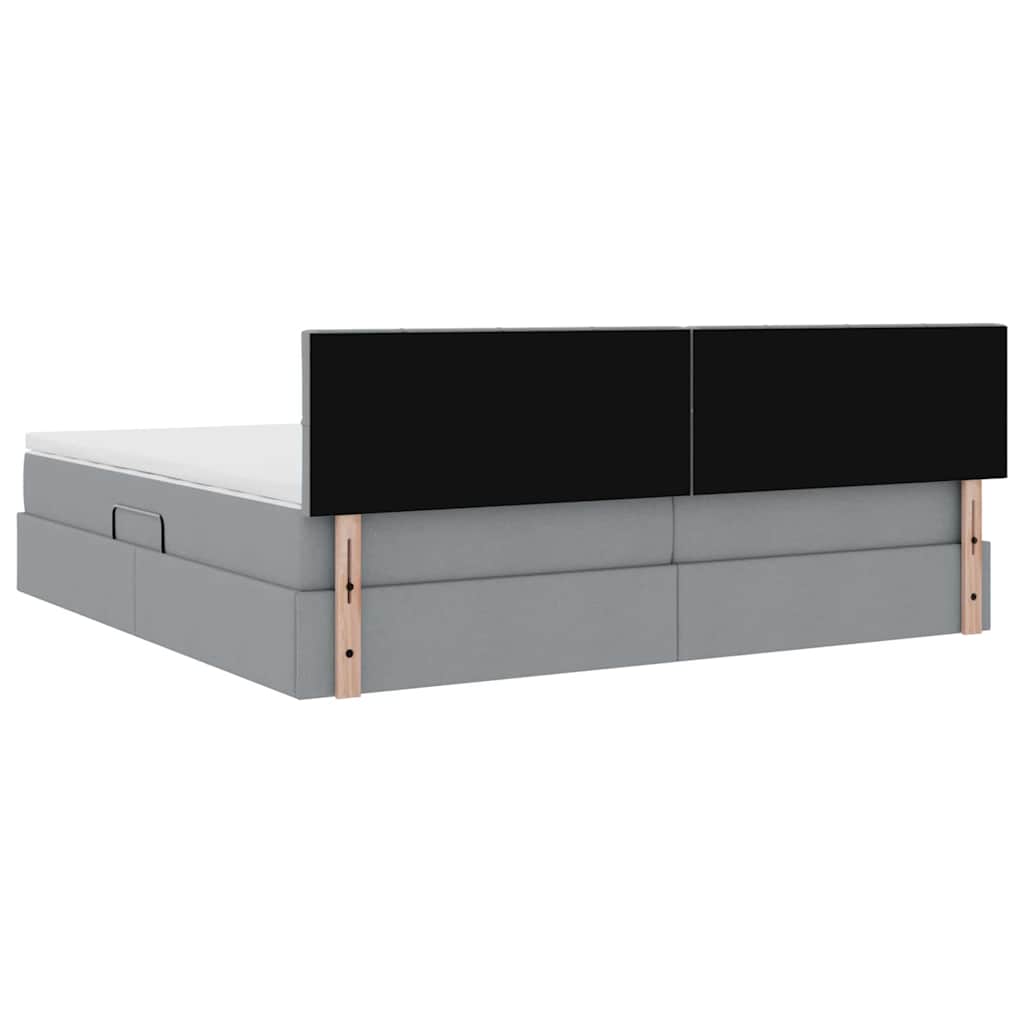 LED krevet za pohranu s madracem Svjetlosiva 200 x 200 cm