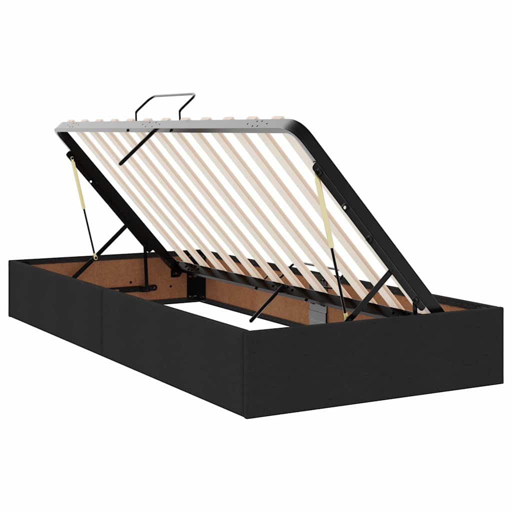 LED krevet za pohranu s madracem Crna 90 x 200 cm Tkanina
