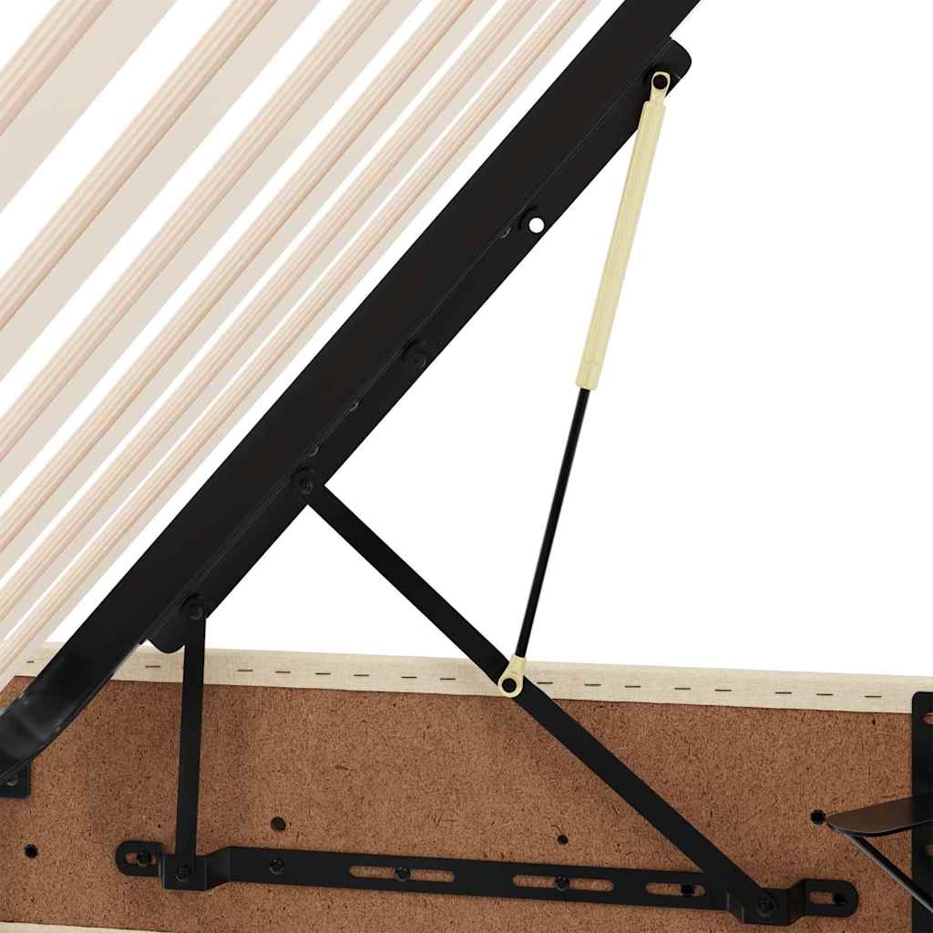 LED krevet za pohranu s madracem Krema 100 x 200 cm Tkanina