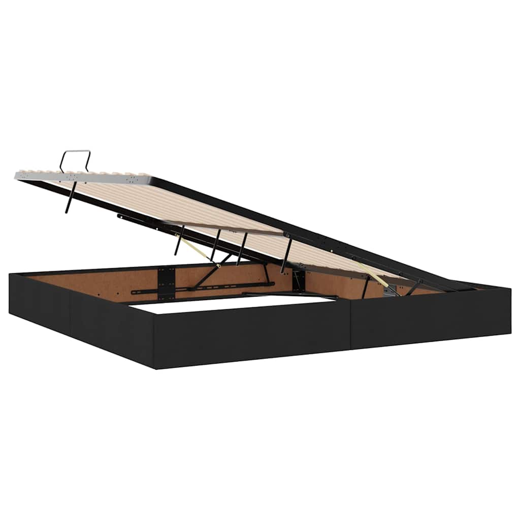 LED krevet za pohranu s madracem Crna 200 x 200 cm Tkanina