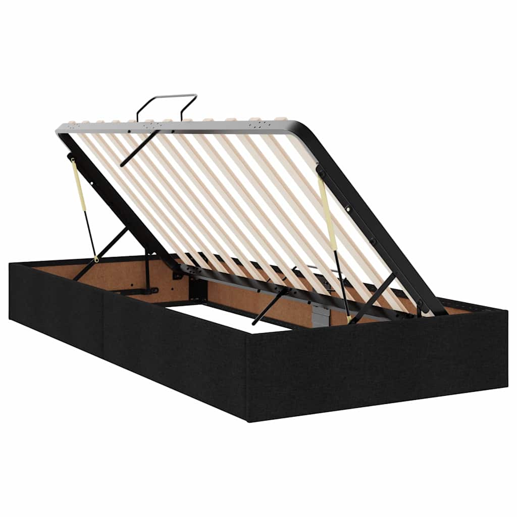 LED krevet za pohranu s madracem Crna 90 x 190 cm Tkanina