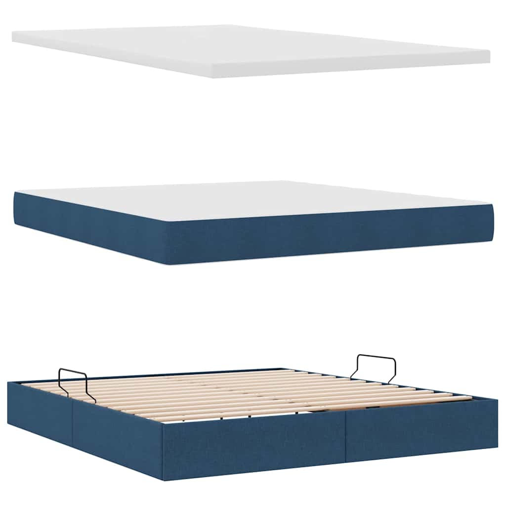 LED krevet za pohranu s madracem Plava 180 x 200 cm Tkanina