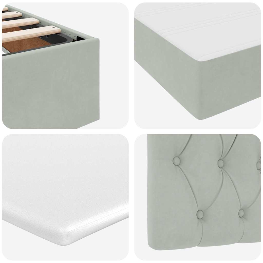 LED krevet za pohranu s madracem Svjetlosiva 90 x 190 cm Baršun