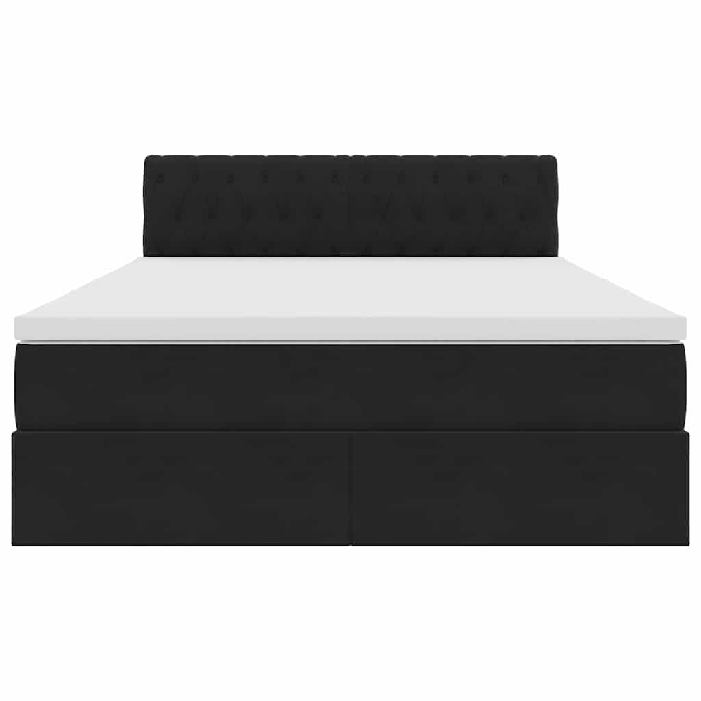 LED krevet za pohranu s madracem Crna 140 x 190 cm Baršun