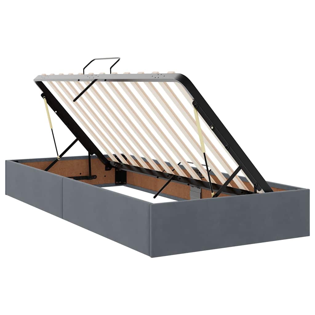LED krevet za pohranu s madracem Tamnosiva 180 x 200 cm Baršun