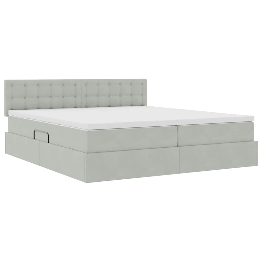 LED krevet za pohranu s madracem Svjetlosiva 200 x 200 cm