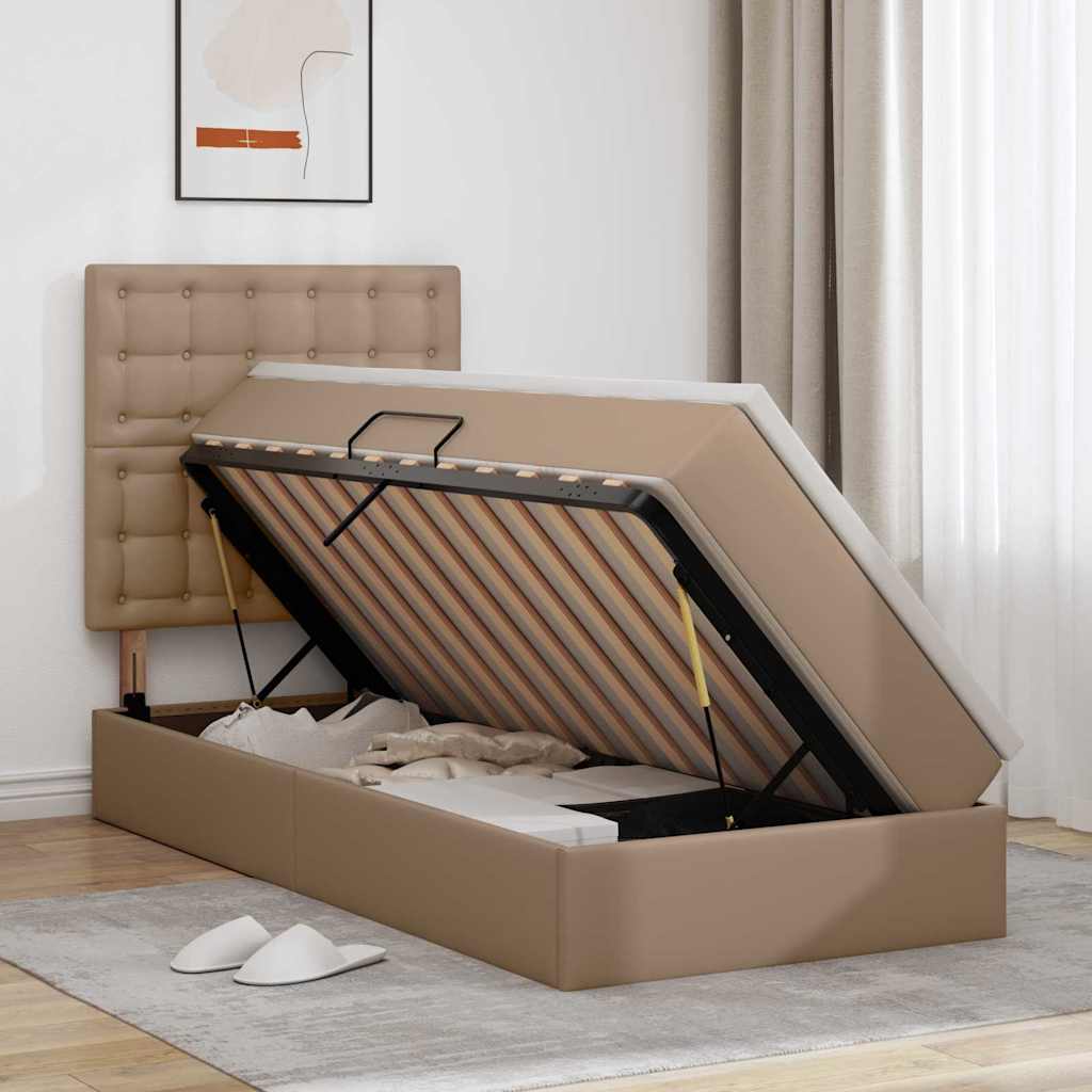 Krevet s od storage s pohranom Kapućino 100 x 200 cm Lažna koža
