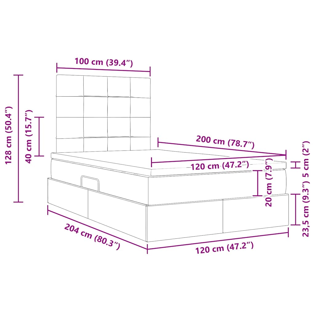 Krevet s madracem i skladištem Crna 120 x 200 cm Poliester