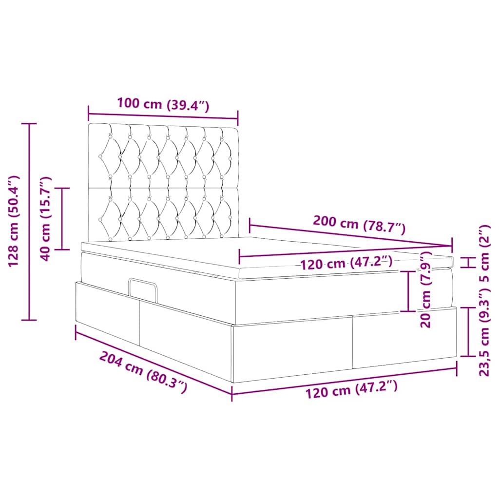 Krevet s madracem i skladištem Crna 120 x 200 cm Poliester