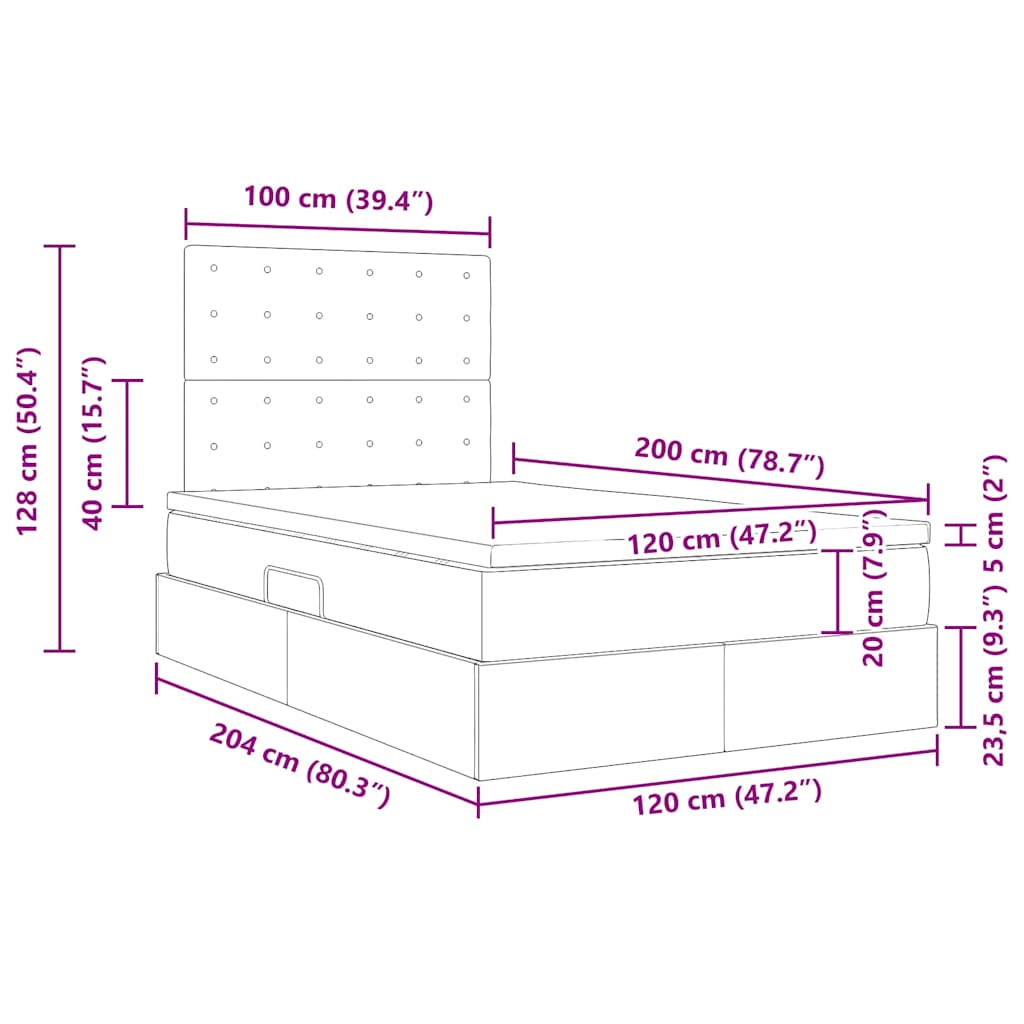 Krevet s madracem i skladištem Crna 120 x 200 cm Poliester