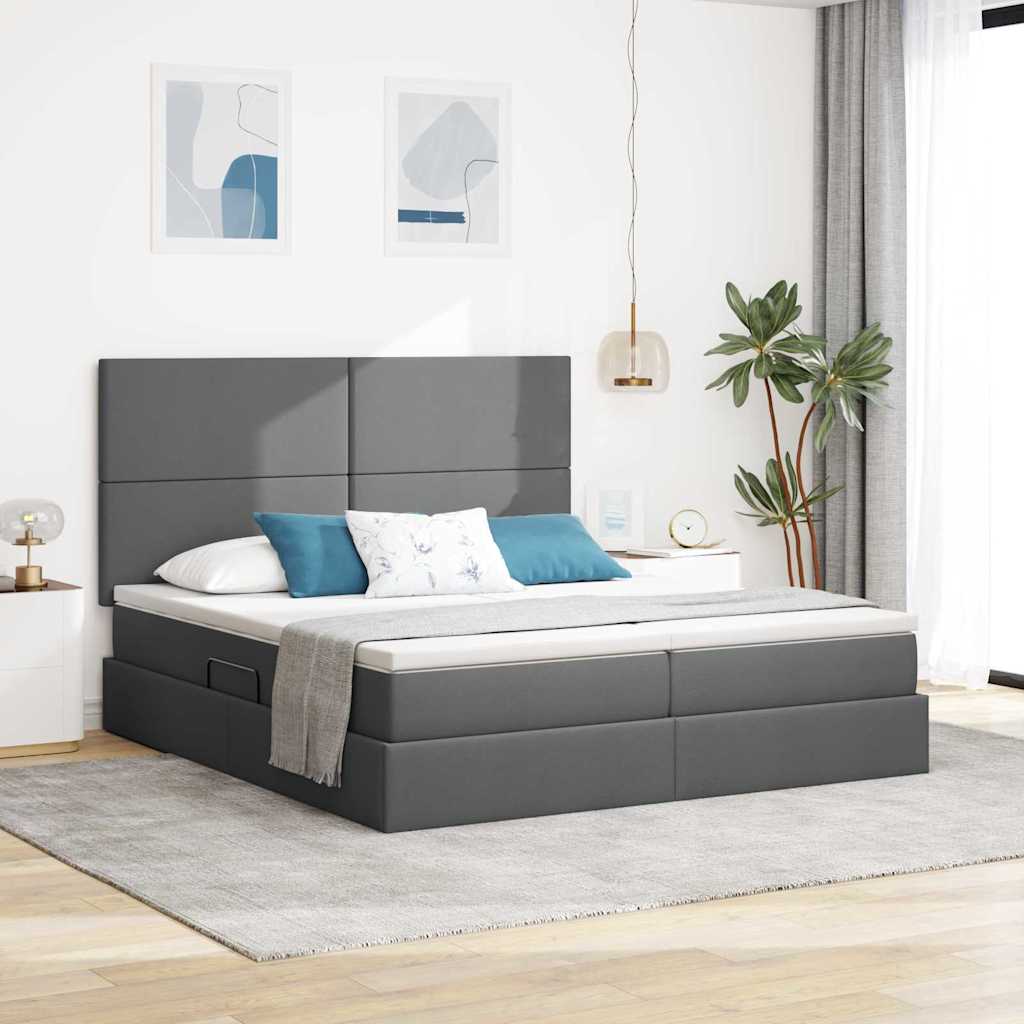 Krevet s od storage Tamno siva 180 x 200 cm Lažna koža
