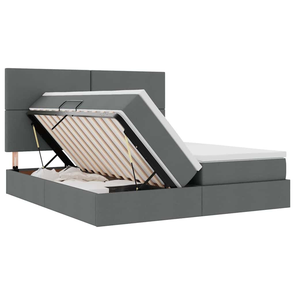 Krevet s od storage Tamno siva 180 x 200 cm Lažna koža