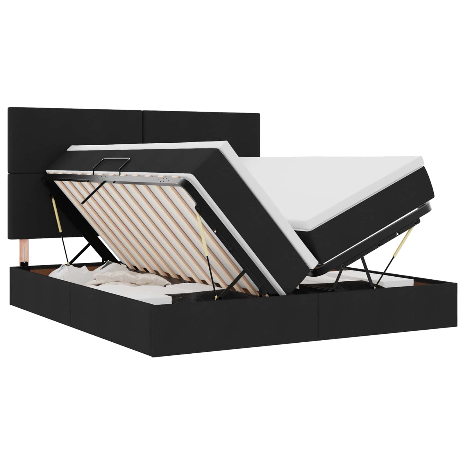 Krevet s od storage s uzglavljem Crna 180 x 200 cm Tkanina
