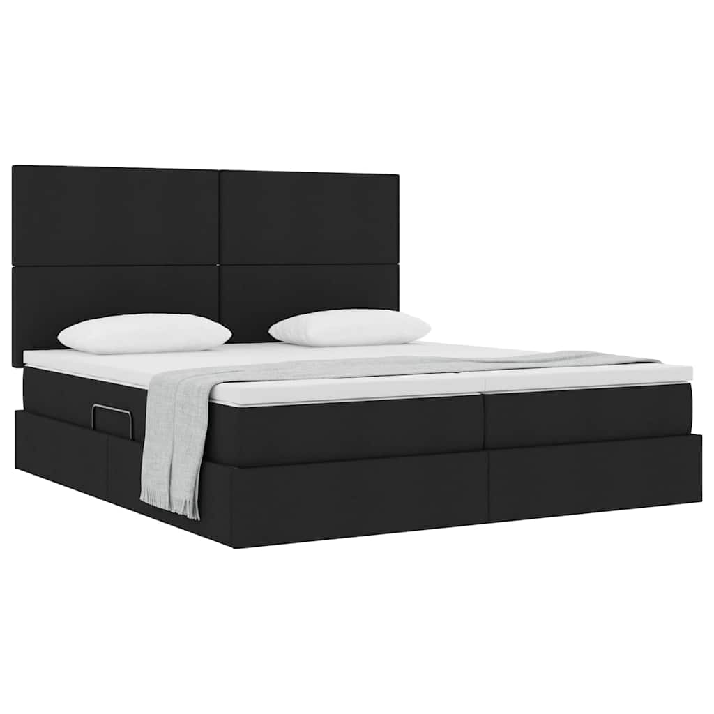 Krevet s od storage s uzglavljem Crna 180 x 200 cm Tkanina